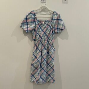 Plaid Puff Sleeve Dress
